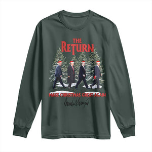 Christmas Trump 2024 Long Sleeve Shirt The Return Make Christmas Great Again TS02 Dark Forest Green Print Your Wear