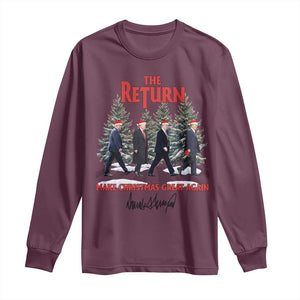 Christmas Trump 2024 Long Sleeve Shirt The Return Make Christmas Great Again TS02 Maroon Print Your Wear