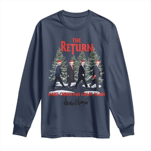 Christmas Trump 2024 Long Sleeve Shirt The Return Make Christmas Great Again TS02 Navy Print Your Wear