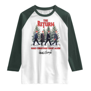 Christmas Trump 2024 Raglan Shirt The Return Make Christmas Great Again TS02 White Dark Forest Green Print Your Wear