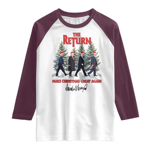 Christmas Trump 2024 Raglan Shirt The Return Make Christmas Great Again TS02 White Maroon Print Your Wear