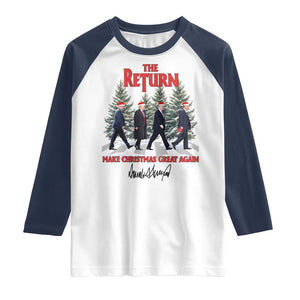 Christmas Trump 2024 Raglan Shirt The Return Make Christmas Great Again TS02 White Navy Print Your Wear