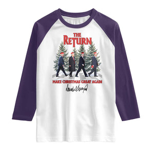 Christmas Trump 2024 Raglan Shirt The Return Make Christmas Great Again TS02 White Purple Print Your Wear