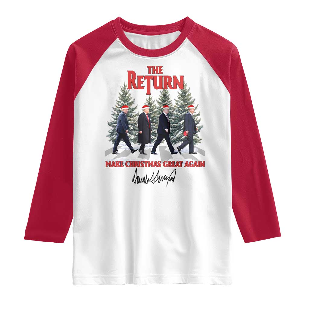 Christmas Trump 2024 Raglan Shirt The Return Make Christmas Great Again TS02 White Red Print Your Wear