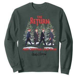 Christmas Trump 2024 Sweatshirt The Return Make Christmas Great Again TS02 Dark Forest Green Print Your Wear