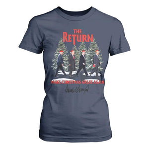 Christmas Trump 2024 T Shirt For Women The Return Make Christmas Great Again TS02 Navy Print Your Wear