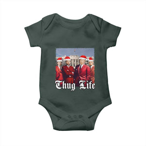 Christmas Trump Baby Onesie Thug Life Trump Vance RFK Elon TS02 Dark Forest Green Print Your Wear