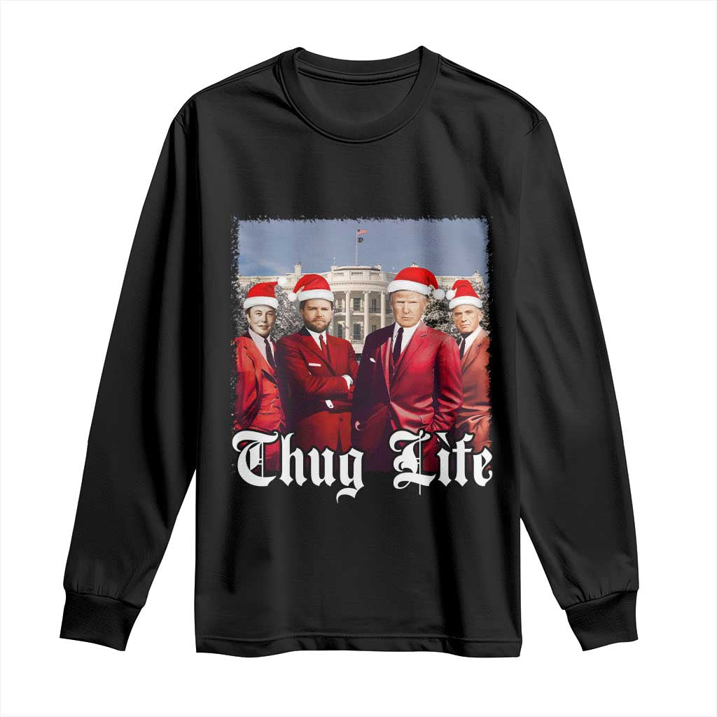 Christmas Trump Long Sleeve Shirt Thug Life Trump Vance RFK Elon TS02 Black Print Your Wear