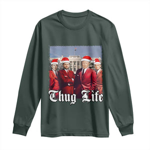 Christmas Trump Long Sleeve Shirt Thug Life Trump Vance RFK Elon TS02 Dark Forest Green Print Your Wear