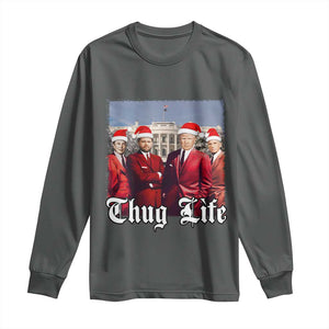 Christmas Trump Long Sleeve Shirt Thug Life Trump Vance RFK Elon TS02 Dark Heather Print Your Wear