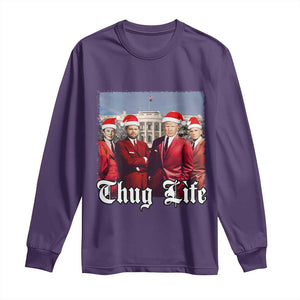 Christmas Trump Long Sleeve Shirt Thug Life Trump Vance RFK Elon TS02 Purple Print Your Wear