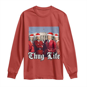 Christmas Trump Long Sleeve Shirt Thug Life Trump Vance RFK Elon TS02 Red Print Your Wear