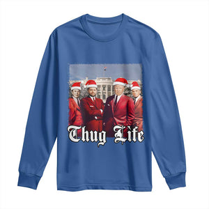 Christmas Trump Long Sleeve Shirt Thug Life Trump Vance RFK Elon TS02 Royal Blue Print Your Wear