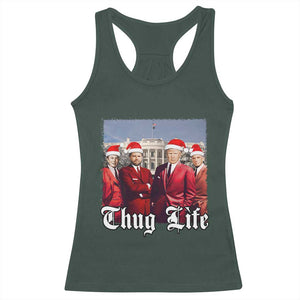 Christmas Trump Racerback Tank Top Thug Life Trump Vance RFK Elon TS02 Dark Forest Green Print Your Wear