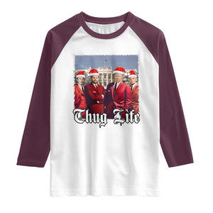 Christmas Trump Raglan Shirt Thug Life Trump Vance RFK Elon TS02 White Maroon Print Your Wear