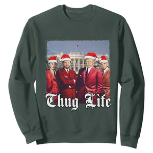 Christmas Trump Sweatshirt Thug Life Trump Vance RFK Elon TS02 Dark Forest Green Print Your Wear