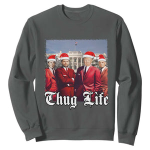 Christmas Trump Sweatshirt Thug Life Trump Vance RFK Elon TS02 Dark Heather Print Your Wear