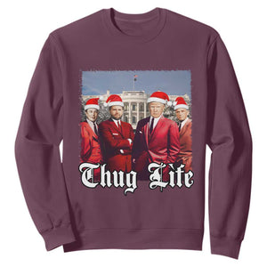 Christmas Trump Sweatshirt Thug Life Trump Vance RFK Elon TS02 Maroon Print Your Wear