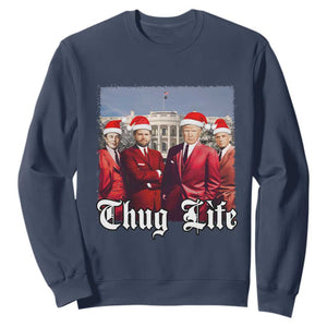 Christmas Trump Sweatshirt Thug Life Trump Vance RFK Elon TS02 Navy Print Your Wear