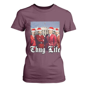 Christmas Trump T Shirt For Women Thug Life Trump Vance RFK Elon TS02 Maroon Print Your Wear