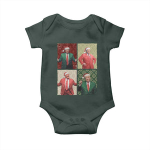 Christmas Trump Baby Onesie Daddy's Home For Xmas Retro Vintage TS02 Dark Forest Green Print Your Wear