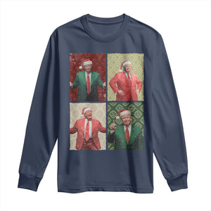 Christmas Trump Long Sleeve Shirt Daddy's Home For Xmas Retro Vintage TS02 Navy Print Your Wear