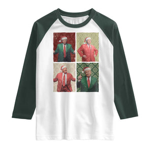 Christmas Trump Raglan Shirt Daddy's Home For Xmas Retro Vintage TS02 White Dark Forest Green Print Your Wear