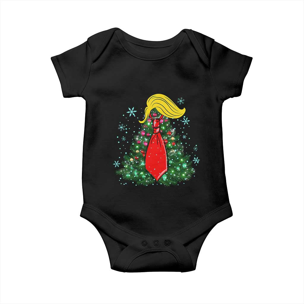 Christmas Trump Baby Onesie Funny Xmas Tree Blonde Hair Red Cravat TS02 Black Print Your Wear