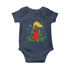 Christmas Trump Baby Onesie Funny Xmas Tree Blonde Hair Red Cravat TS02 Navy Print Your Wear