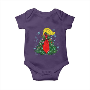 Christmas Trump Baby Onesie Funny Xmas Tree Blonde Hair Red Cravat TS02 Purple Print Your Wear