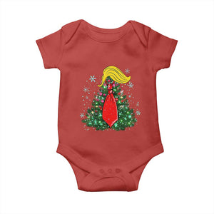 Christmas Trump Baby Onesie Funny Xmas Tree Blonde Hair Red Cravat TS02 Red Print Your Wear