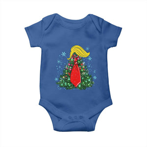 Christmas Trump Baby Onesie Funny Xmas Tree Blonde Hair Red Cravat TS02 Royal Blue Print Your Wear