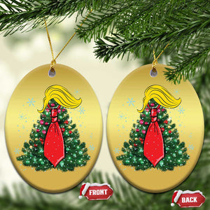 Xmas Trump Christmas Ornament Funny X-mas Tree Blonde Hair Red Cravat TS02 Oval Gold Print Your Wear