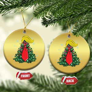 Xmas Trump Christmas Ornament Funny X-mas Tree Blonde Hair Red Cravat TS02 Circle Gold Print Your Wear