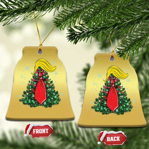 Xmas Trump Christmas Ornament Funny X-mas Tree Blonde Hair Red Cravat TS02 Bell Flake Gold Print Your Wear