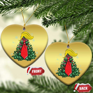 Xmas Trump Christmas Ornament Funny X-mas Tree Blonde Hair Red Cravat TS02 Heart Gold Print Your Wear