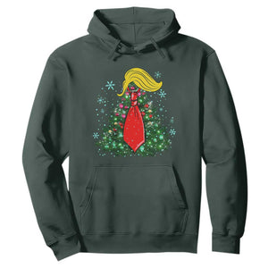 Christmas Trump Hoodie Funny Xmas Tree Blonde Hair Red Cravat TS02 Dark Forest Green Print Your Wear