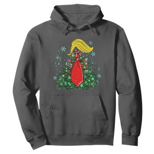 Christmas Trump Hoodie Funny Xmas Tree Blonde Hair Red Cravat TS02 Dark Heather Print Your Wear