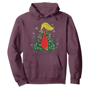 Christmas Trump Hoodie Funny Xmas Tree Blonde Hair Red Cravat TS02 Maroon Print Your Wear