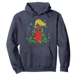 Christmas Trump Hoodie Funny Xmas Tree Blonde Hair Red Cravat TS02 Navy Print Your Wear