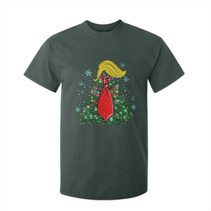 Christmas Trump T Shirt For Kid Funny Xmas Tree Blonde Hair Red Cravat TS02 Dark Forest Green Print Your Wear