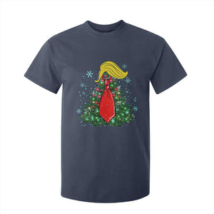 Christmas Trump T Shirt For Kid Funny Xmas Tree Blonde Hair Red Cravat TS02 Navy Print Your Wear