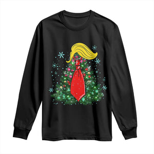 Christmas Trump Long Sleeve Shirt Funny Xmas Tree Blonde Hair Red Cravat TS02 Black Print Your Wear