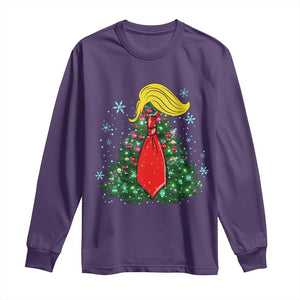 Christmas Trump Long Sleeve Shirt Funny Xmas Tree Blonde Hair Red Cravat TS02 Purple Print Your Wear