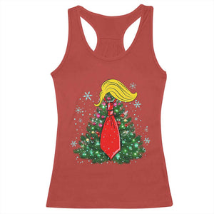 Christmas Trump Racerback Tank Top Funny Xmas Tree Blonde Hair Red Cravat TS02 Red Print Your Wear