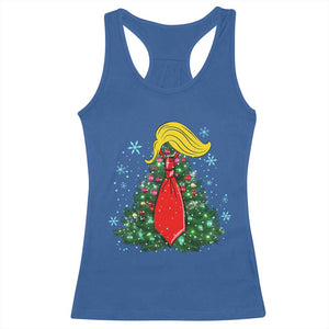 Christmas Trump Racerback Tank Top Funny Xmas Tree Blonde Hair Red Cravat TS02 Royal Blue Print Your Wear