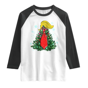 Christmas Trump Raglan Shirt Funny Xmas Tree Blonde Hair Red Cravat TS02 White Black Print Your Wear