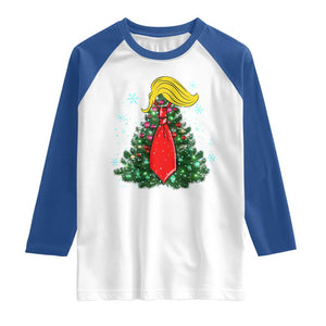 Christmas Trump Raglan Shirt Funny Xmas Tree Blonde Hair Red Cravat TS02 White Royal Print Your Wear