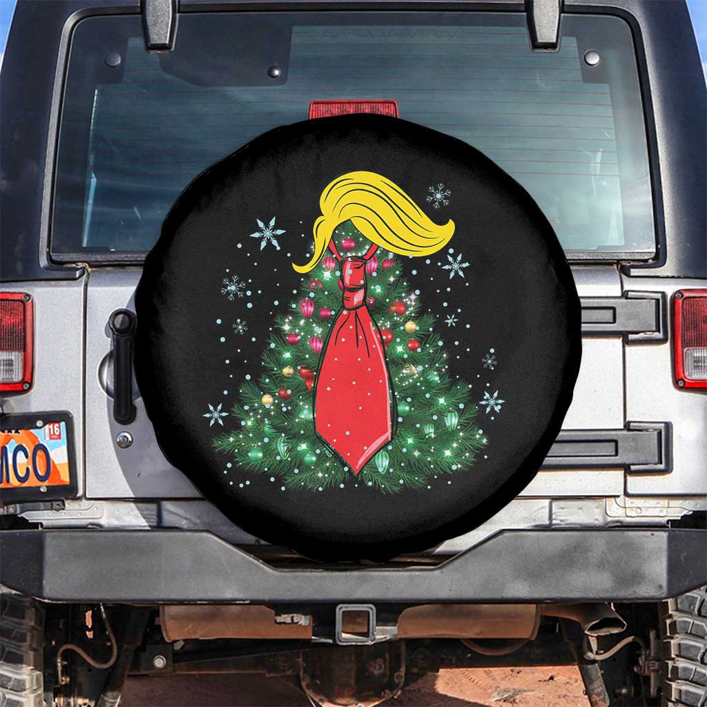 Christmas Trump Spare Tire Cover Funny Xmas Tree Blonde Hair Red Cravat TS02 No hole Black Print Your Wear