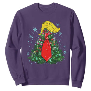 Christmas Trump Sweatshirt Funny Xmas Tree Blonde Hair Red Cravat TS02 Purple Print Your Wear